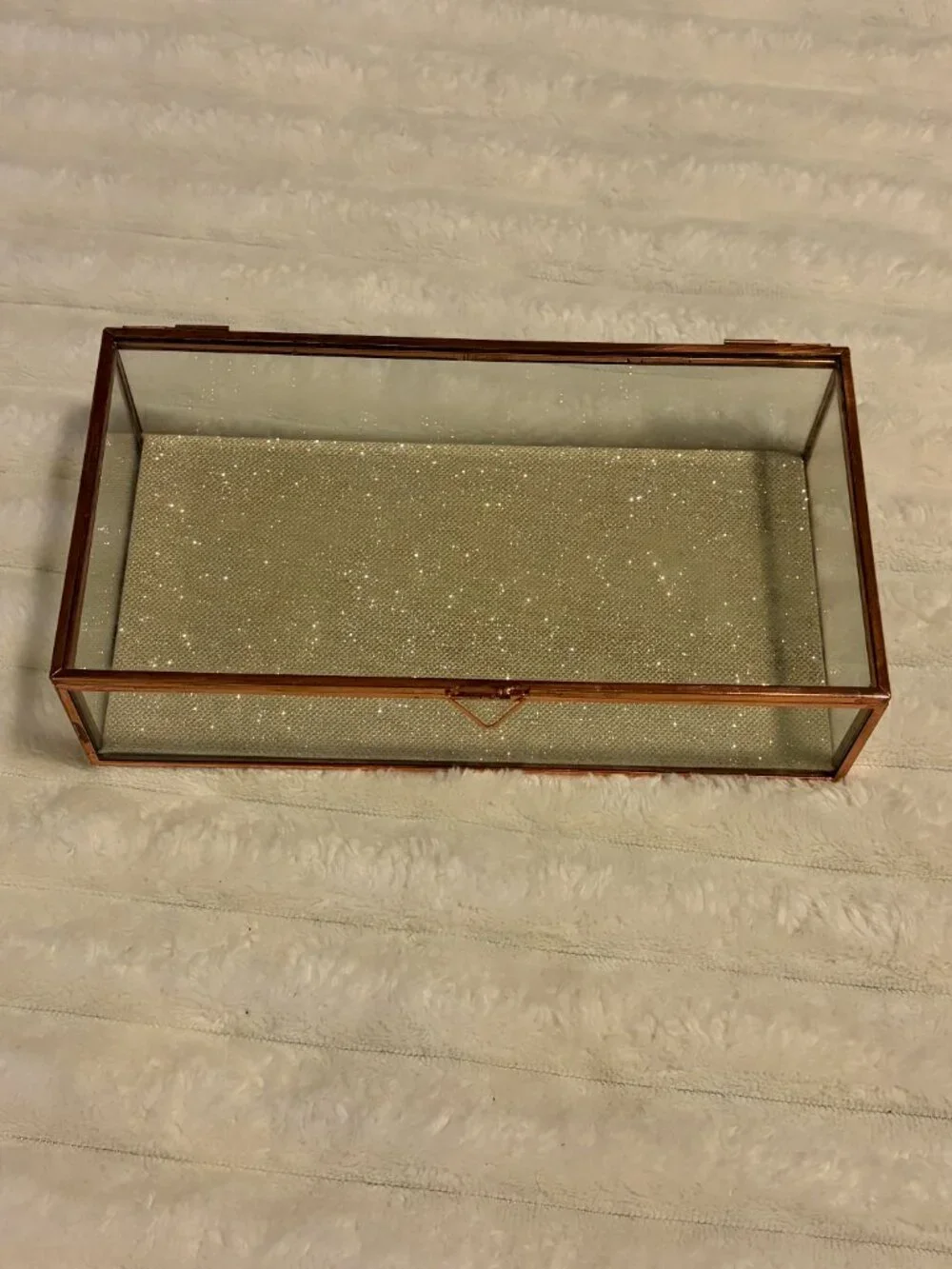 Rose Gold Glass Jewelry Box Display Case Trinket Organizer✨